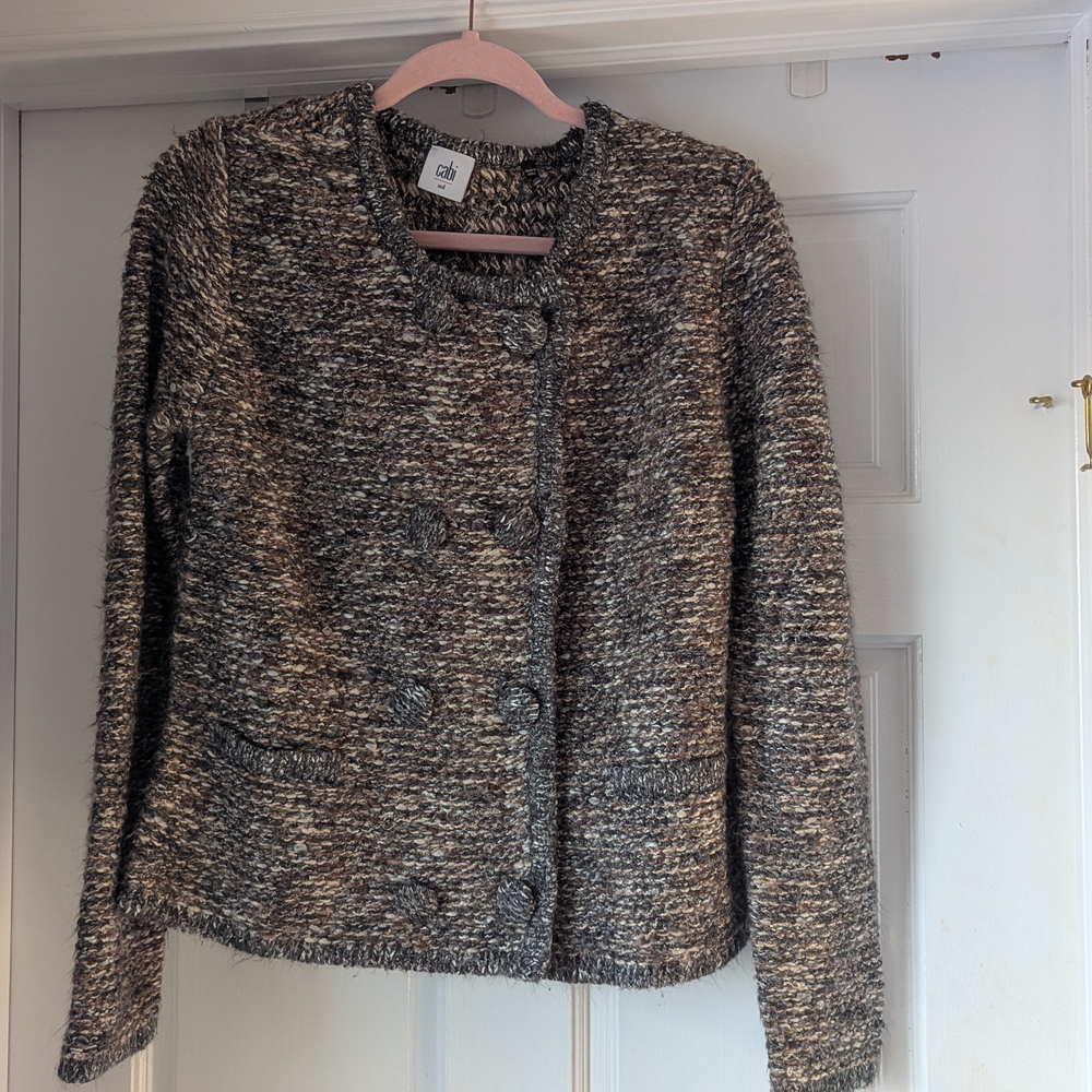 Cabi double breasted tweed cardigan sweater. Size Medium.